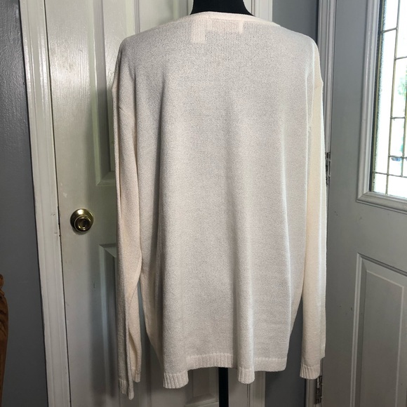 Cream and Gold Star Accent Acrylic Sweater - Picture 2 of 8